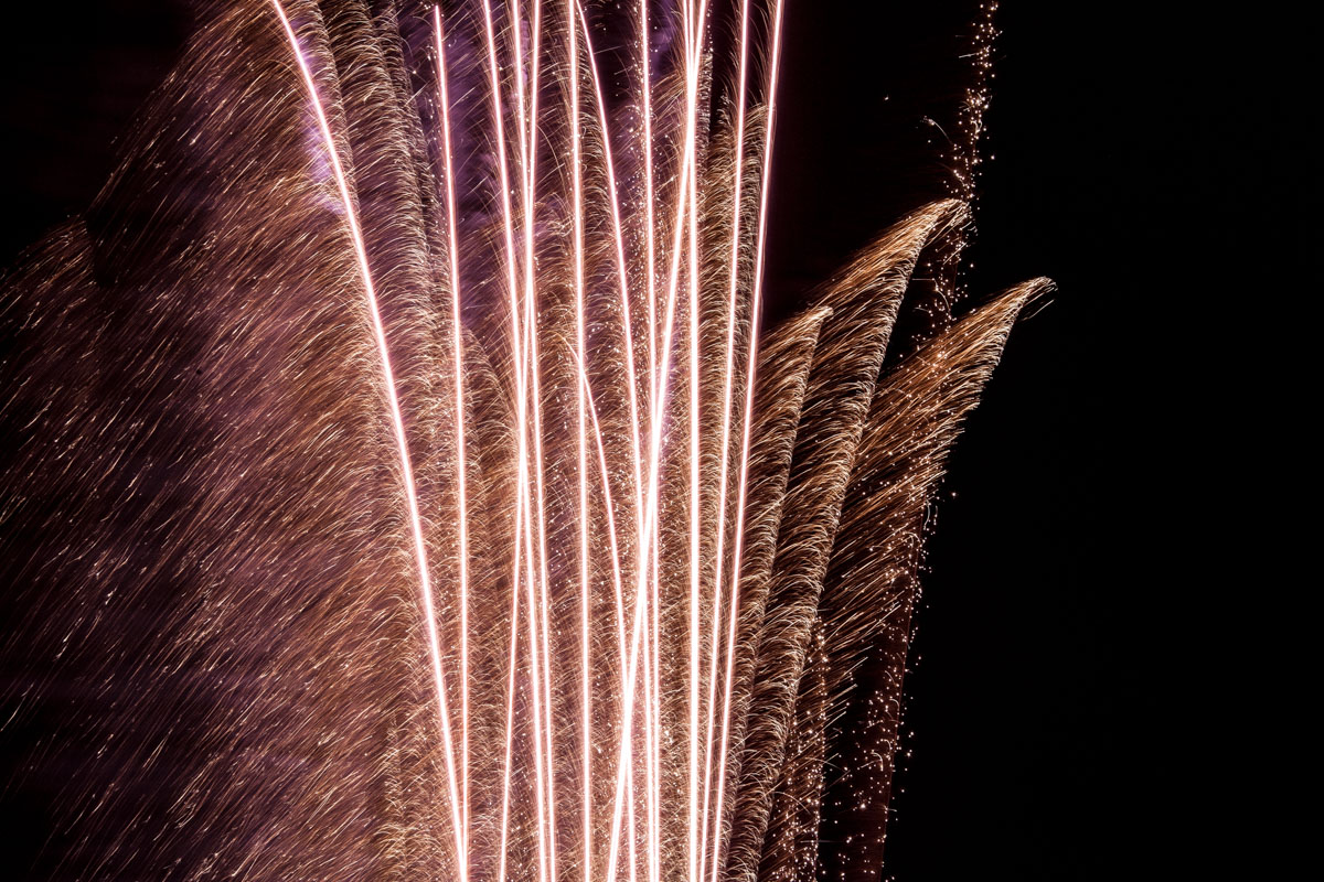 Close up of rising fireworks