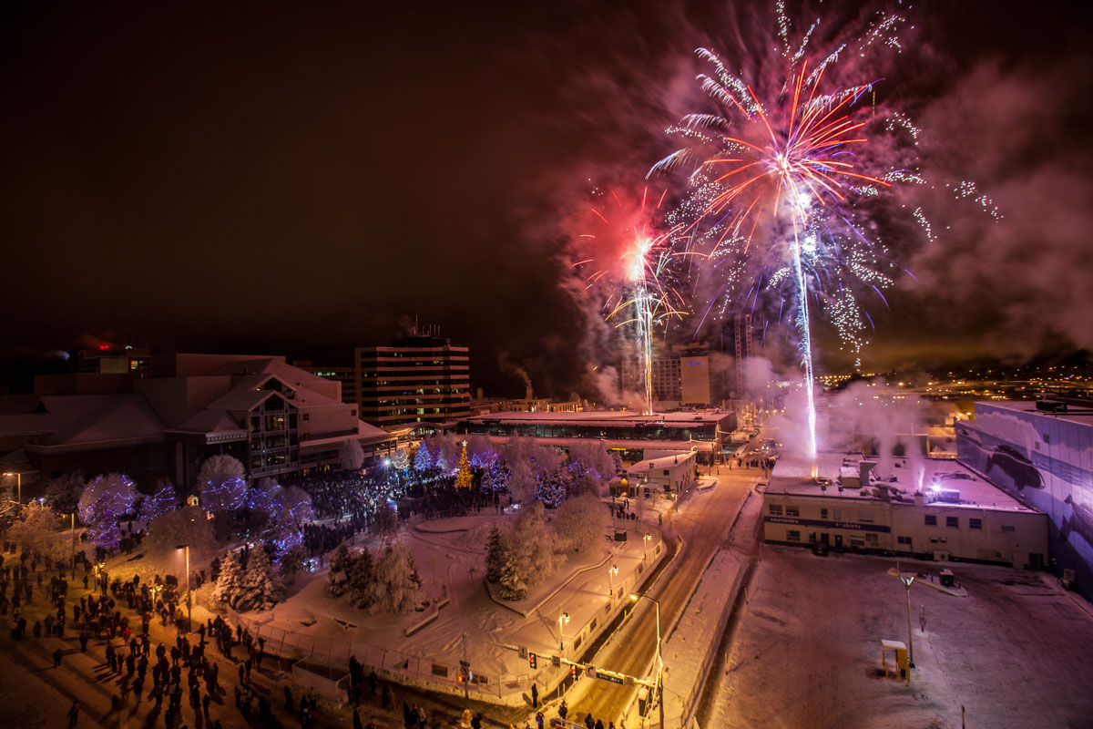 New Years Eve Fireworks at Town Center Square Anchorage