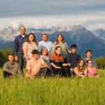 Baker Family-1533 large family out in a grass field