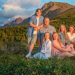 Moore-Family-1466 family in the mountains during golden hour