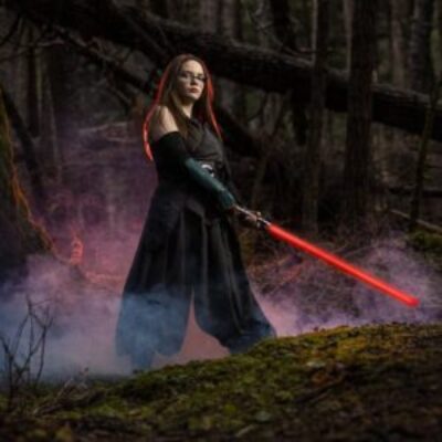 High school girl Sith cosplay