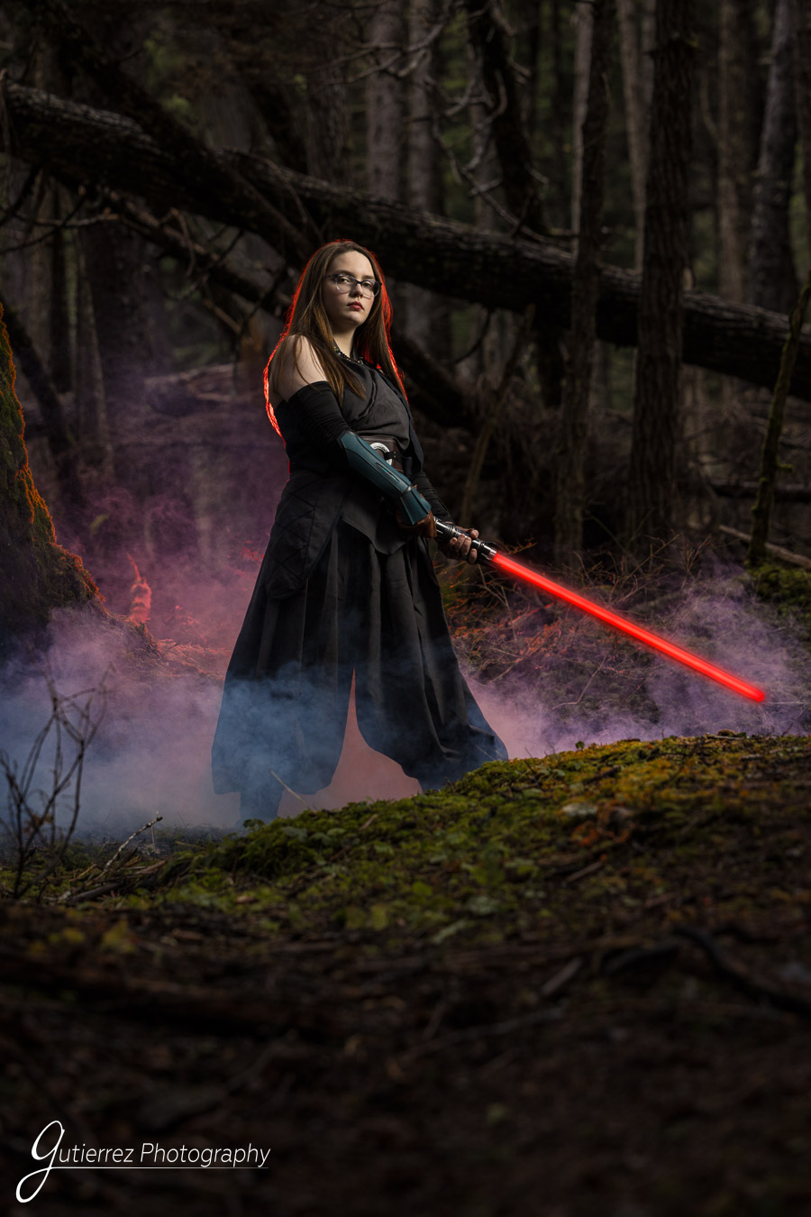 High school girl Sith cosplay